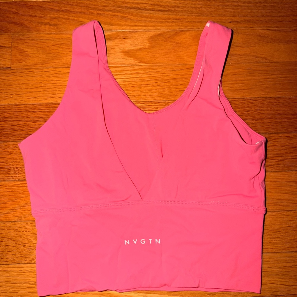 NVGTN Pink women's V Neck Cropped athletic tank top Size M  #gym #pilates #yoga